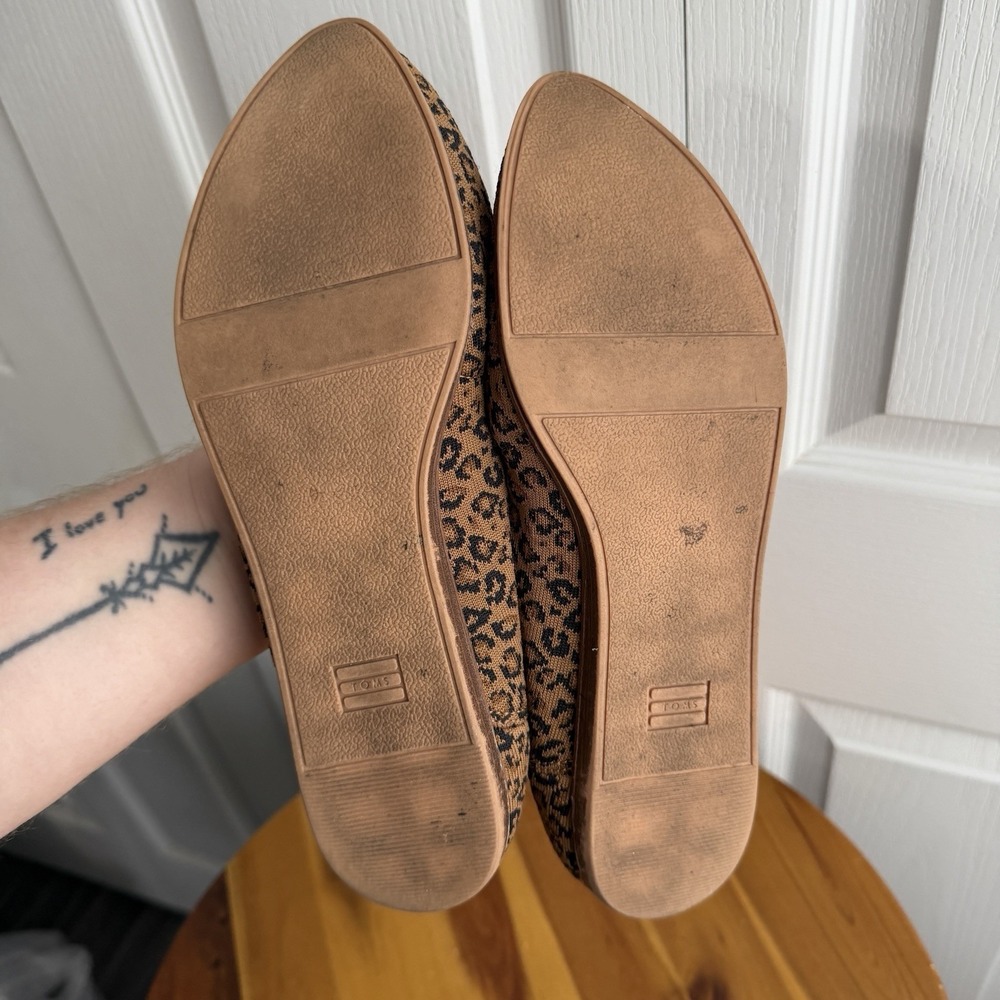 Toms Katie Pointed Toe Knit Leopard Flats Women's Size 8.5‎ Business Office Boho - Picture 7 of 8